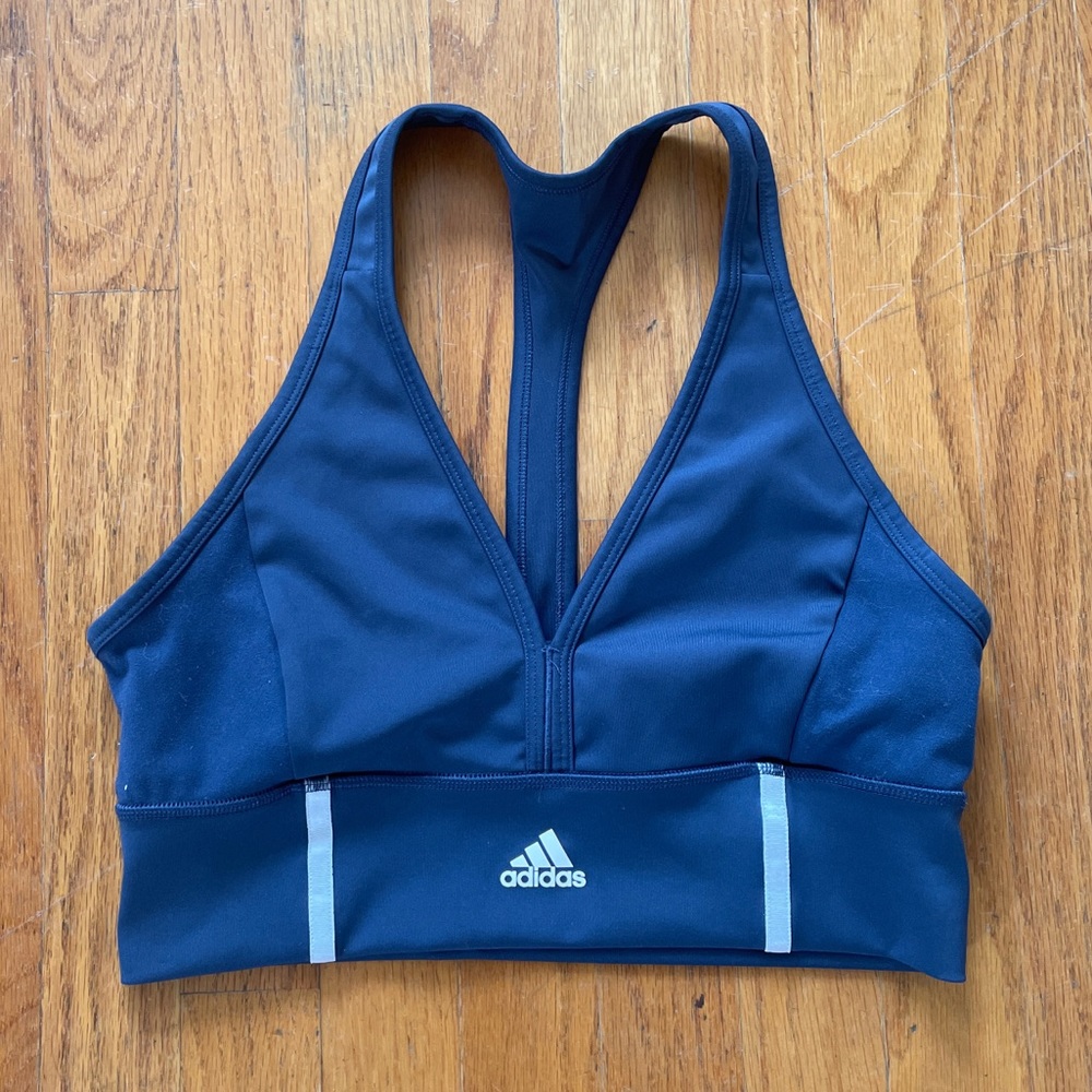 Navy Adidas AeroReady Primegreen Sports bra in Medium
